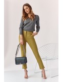 Elegant trousers with a crease, olive MP45138 - Online store - Boutique